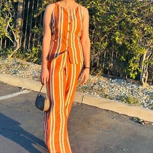 Striped Orange Women's Jumpsuit